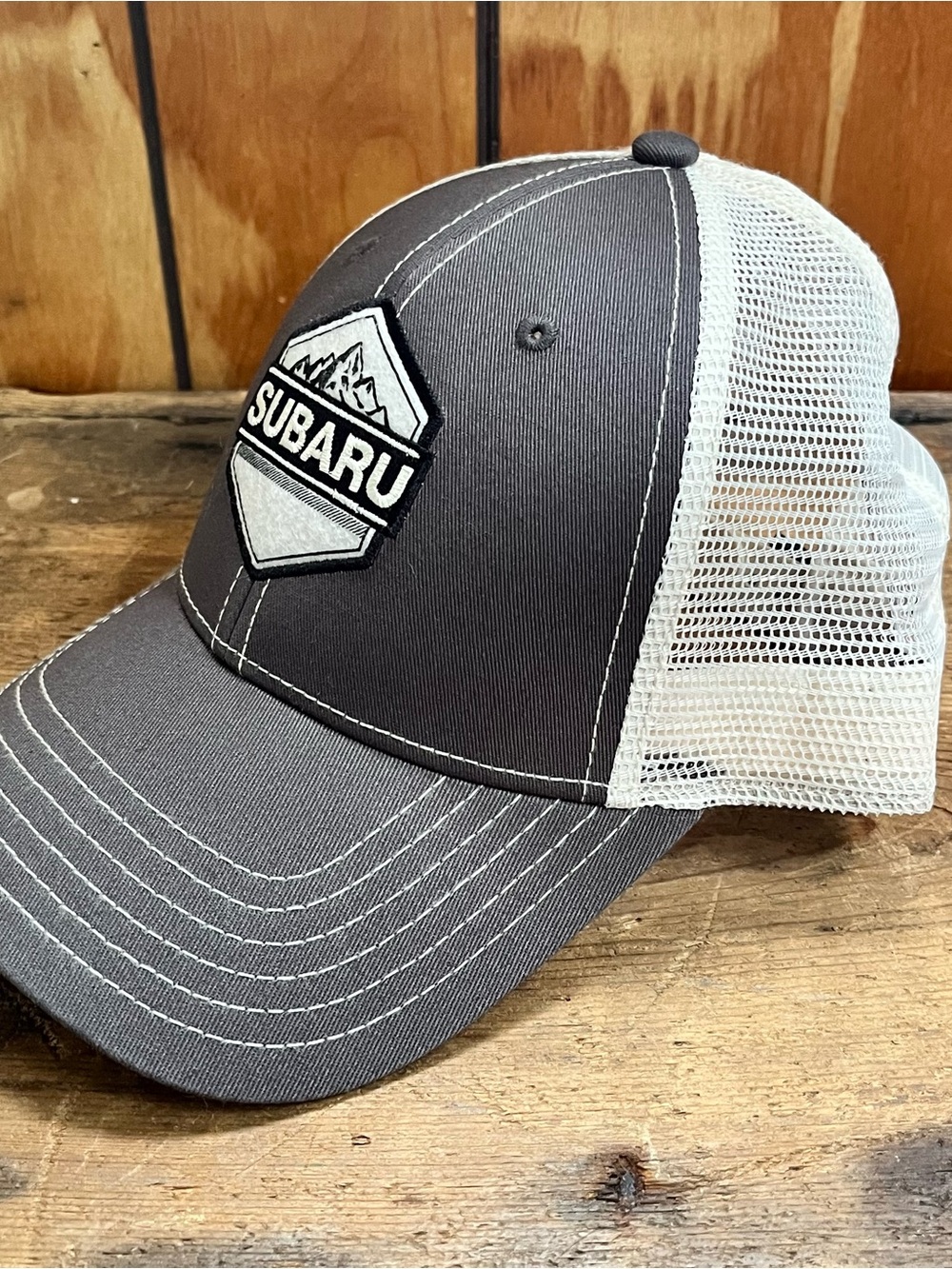 Subaru Men's Gray and White Mesh Trucker Hat